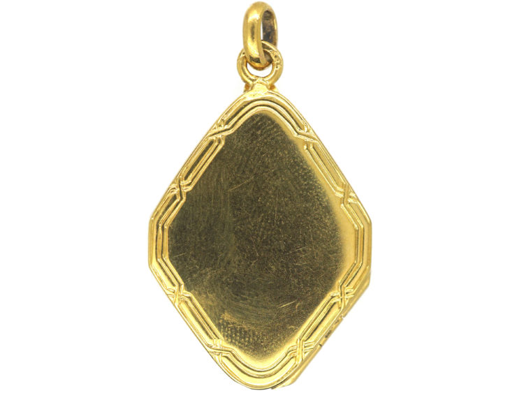 Edwardian 14ct Gold Locket set with a Ruby & Two Natural Split Pearls