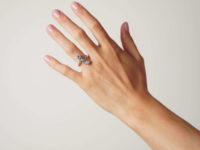 French Import 18ct Gold & Platinum Art Nouveau Two Stone Diamond Ring