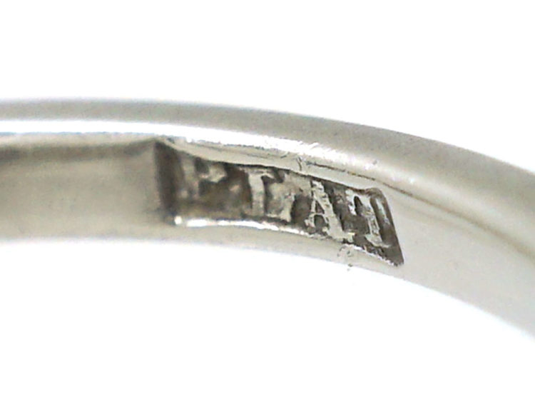 Art Deco Platinum, Sapphire & Diamond Square Ring