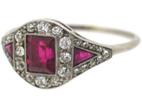 Art Deco Platinum, Ruby & Diamond Ring