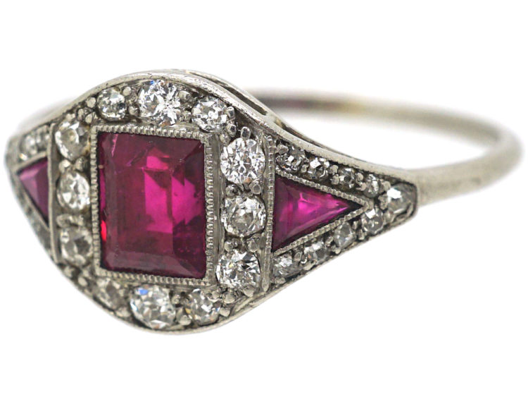 Art Deco Platinum, Ruby & Diamond Ring