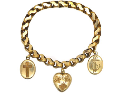 Victorian 9ct Gold Faith Hope & Charity Bracelet