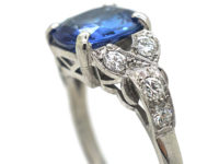 Art Deco Platinum, Sapphire & Diamond Ring