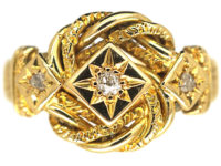 Edwardian 18ct Gold Knot Ring set with Three Diamonds