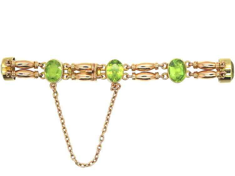Edwardian 15ct Gold Bracelet set with Peridots