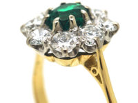 Edwardian 18ct Gold, Emerald & Diamond Cluster Ring