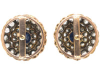 Victorian Sapphire & Rose Diamond Round Earrings