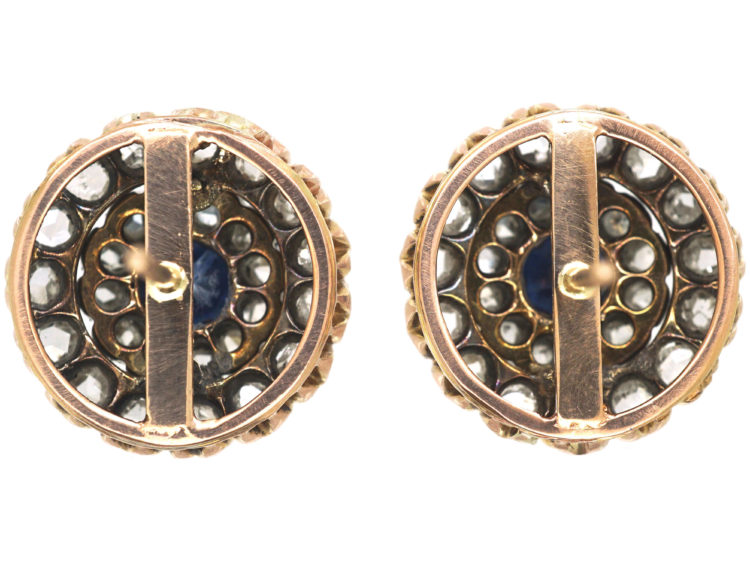 Victorian Sapphire & Rose Diamond Round Earrings
