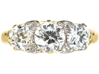 Edwardian 18ct Gold, Three Stone Diamond Ring