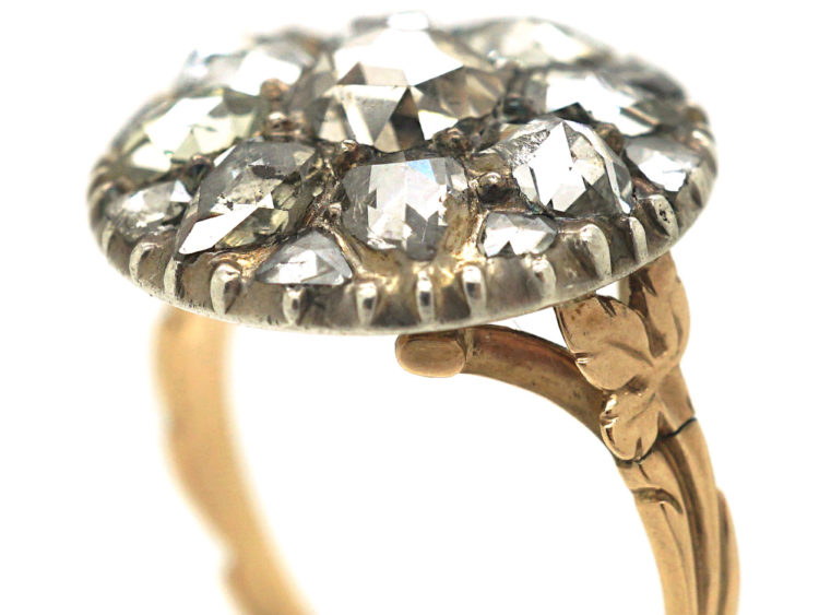 Georgian 14ct Gold & Silver, Rose Diamond Cluster Ring
