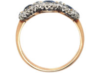 Edwardian 18ct Gold, Sapphire & Diamond Triple Cluster Ring