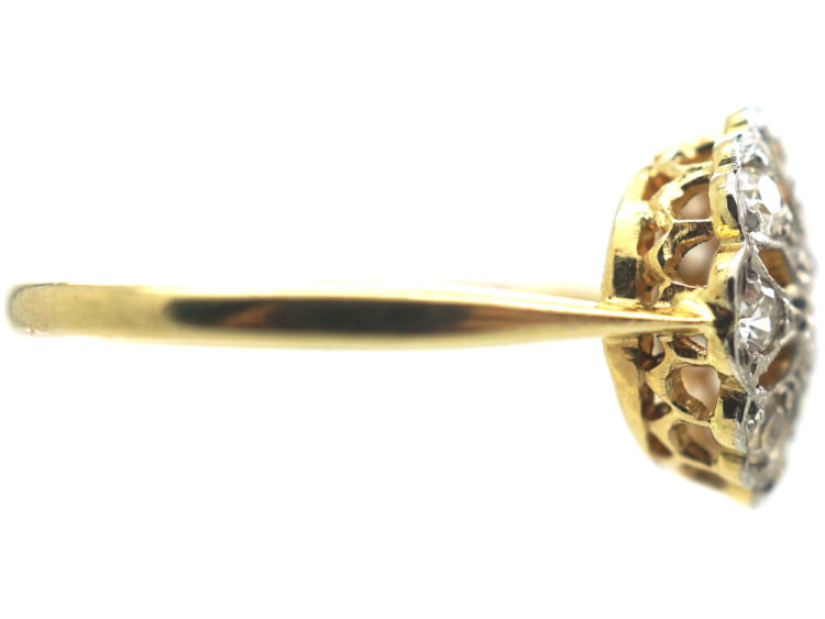 Edwardian 18ct & Platinum, Openwork Diamond Cluster Ring
