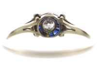 Art Deco 14ct White Gold, Sapphire & Diamond Target Ring