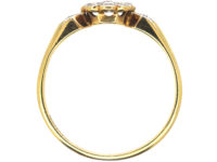 Edwardian 18ct Gold & Platinum Diamond Cluster Ring with Diamond Set Shoulders