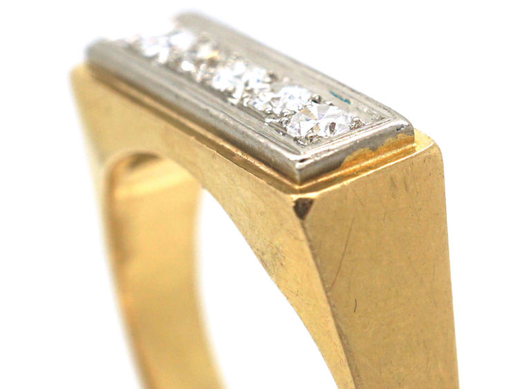 Art Deco 18ct Gold & Platinum, Diamond Five Stone Ring