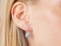 French Belle Epoque 18ct White & Yellow Gold Diamond Cluster Earrings