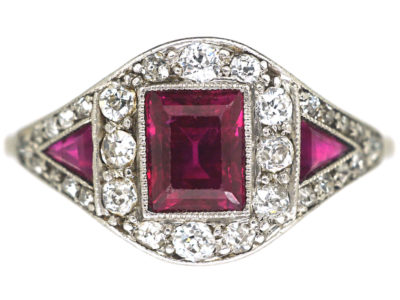 Art Deco Platinum, Ruby & Diamond Ring Art Deco Platinum, Ruby & Diamond Ring