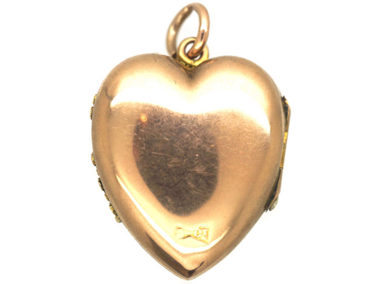 Edwardian 9ct Gold Heart Shaped Locket set with a Natural Split Pearl