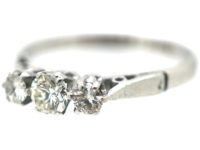 Art Deco Platinum,Three Stone Diamond Ring