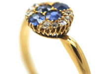 Edwardian 18ct Gold Sapphire & Diamond Cluster Ring