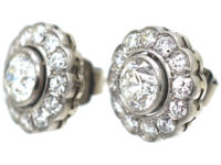 Early 20th Century Platinum & Diamond Cluster Earrings
