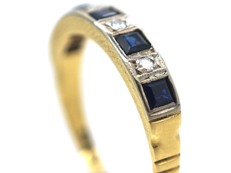 18ct Gold Sapphire & Diamond Half Eternity Ring