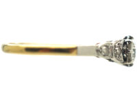 Art Deco 18ct Gold & Platinum Diamond Solitaire Ring with Diamond Shoulders