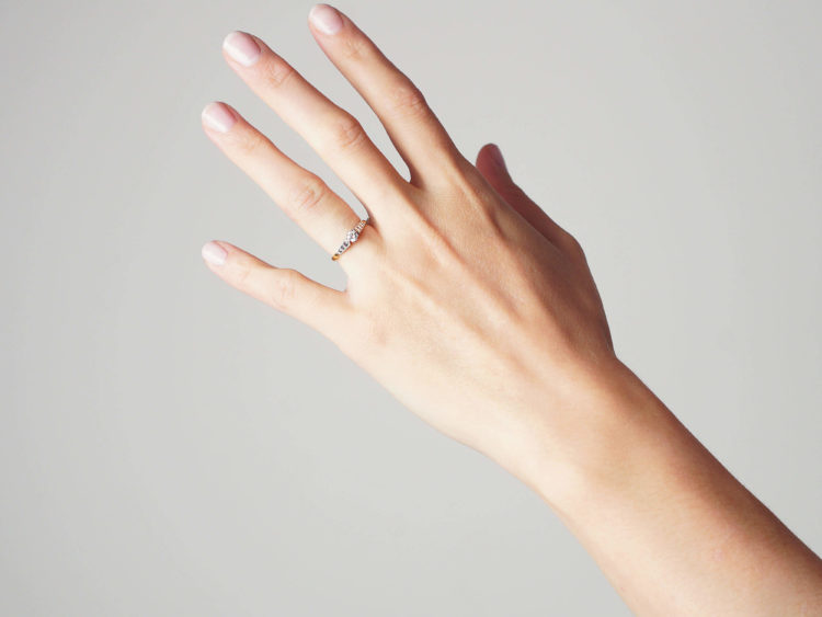 Art Deco 18ct Gold & Platinum, Diamond Solitaire Ring With Shoulder Details