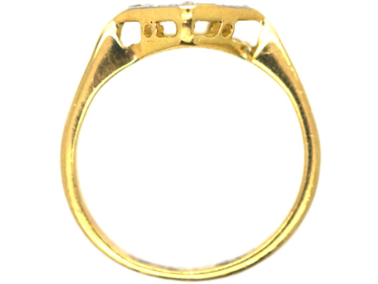 Art Deco 18ct Gold & Platinum, Diamond Shaped Diamond Set Ring