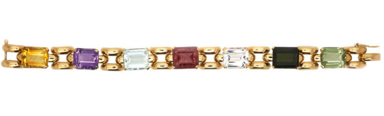 Retro 18ct Gold Multi Gem Bracelet