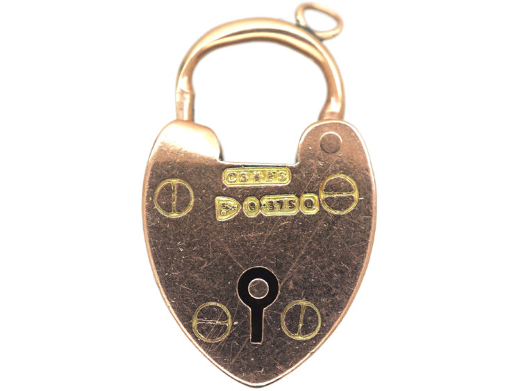 Victorian 9ct Gold Padlock set with Turquoise & Natural Split Pearls