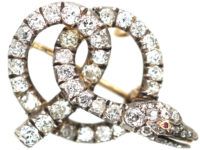 Victorian Coily Snake Brooch / Pendant set with Diamonds