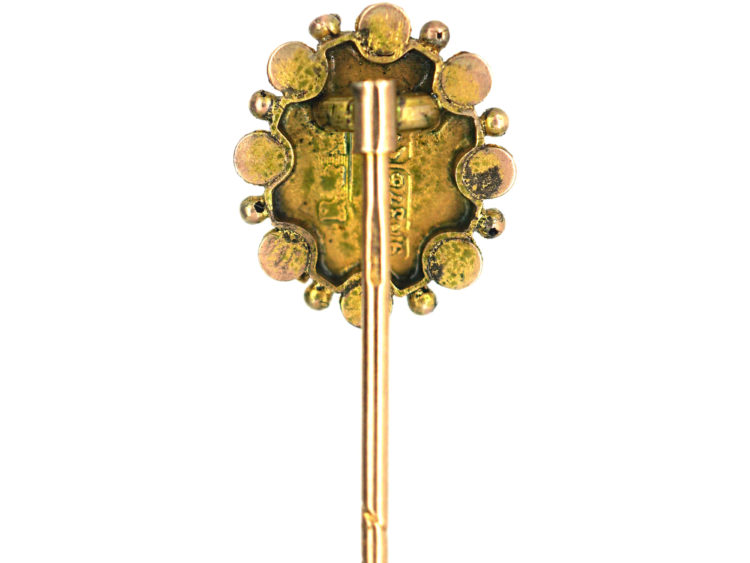 Victorian Two Coloured 9ct Gold Rose Motif Tie Pin