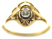 French Art Deco Platinum & 18ct Gold Diamond Geometric Shaped Target Ring