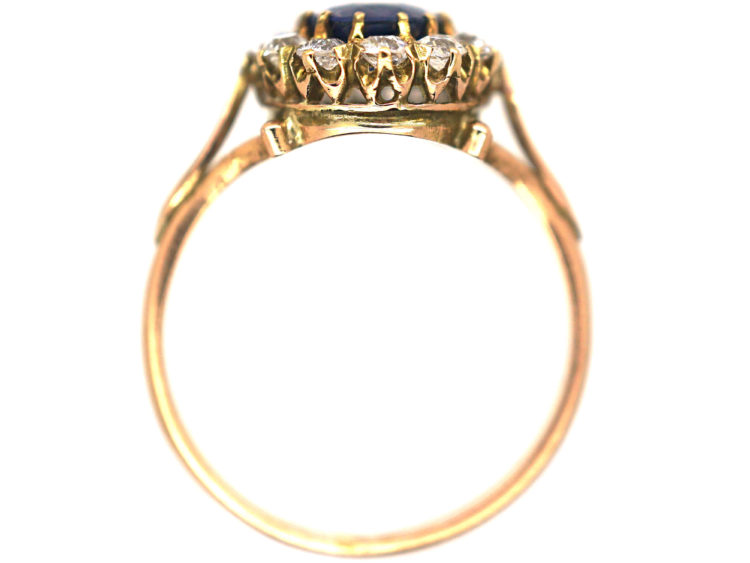 Edwardian 18ct Gold, Sapphire & Diamond Oval Cluster Ring