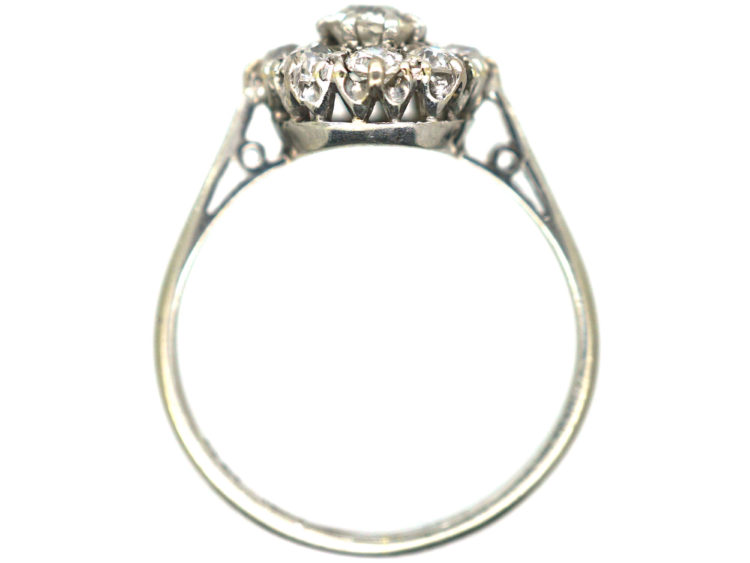 18ct White Gold & Platinum, Diamond Daisy Cluster Ring