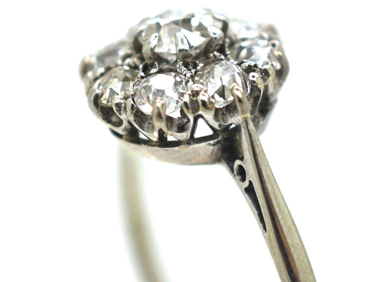 18ct White Gold & Platinum, Diamond Daisy Cluster Ring