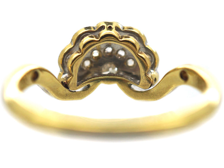Art Deco 18ct Gold & Platinum, Diamond Fan Ring
