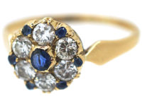 Edwardian 18ct Gold, Diamond & Sapphire Cluster Ring