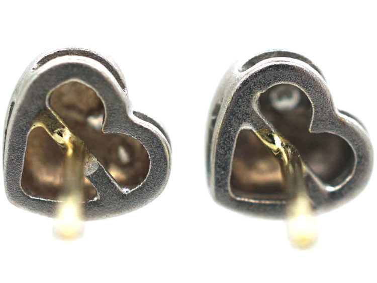 18ct White Gold Heart Shaped Earrings set with Diamonds