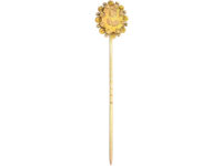 Victorian Two Coloured 9ct Gold Rose Motif Tie Pin