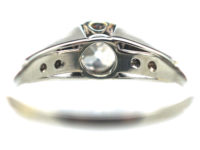 Art Deco 18ct Gold & Platinum, Diamond Solitaire Ring with Diamond Set Shoulders