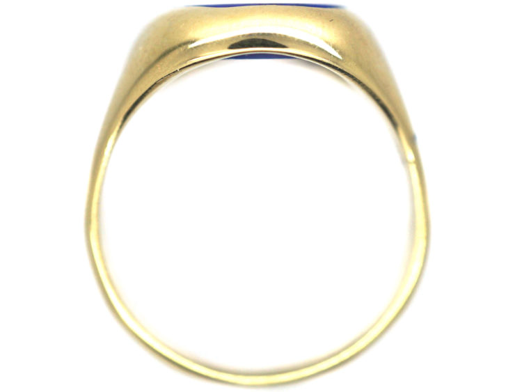 Gold Signet Ring with Lapis Lazuli Intaglio of a Crest