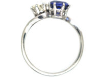Art Deco Platinum, Sapphire & Diamond Crossover Ring
