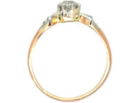 Edwardian 18ct Rose Gold & Platinum, Diamond Solitaire Ring with Rose Diamond Set Shoulders