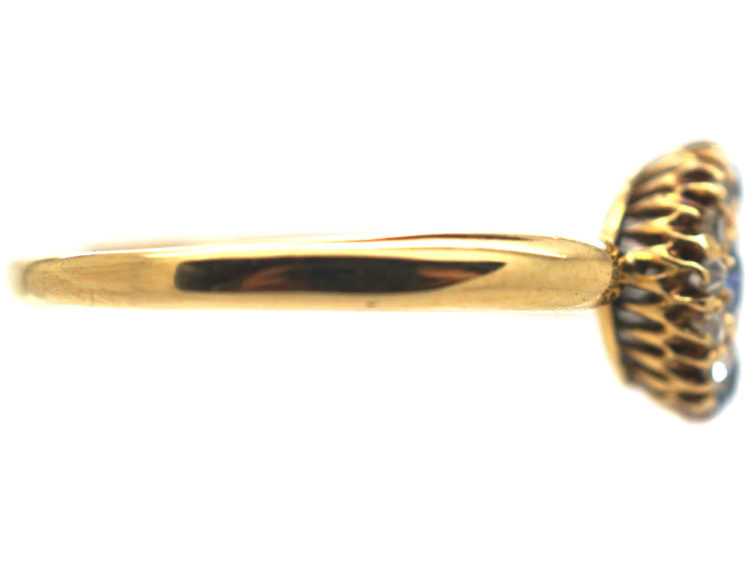 Edwardian 18ct Gold Sapphire & Diamond Cluster Ring