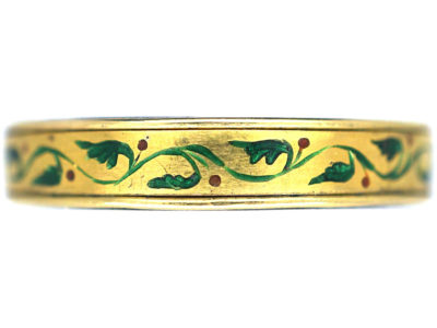 Victorian 18ct Gold Ring with Enamel Floral detailing