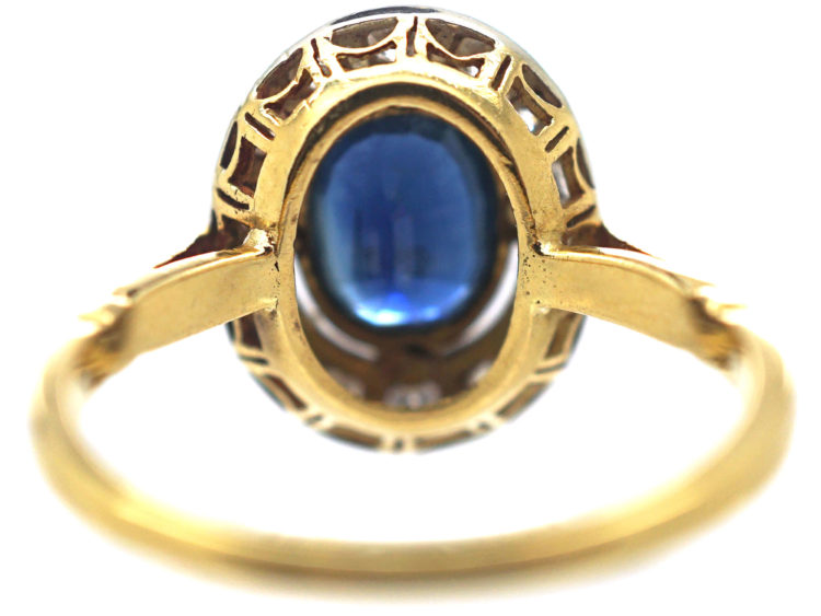 18ct Gold Sapphire & Diamond Oval Cluster Ring
