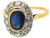 18ct Gold Sapphire & Diamond Oval Cluster Ring