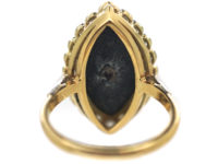 Art Deco 18ct Gold & Platinum, Onyx & Diamond Marquise Shaped Ring